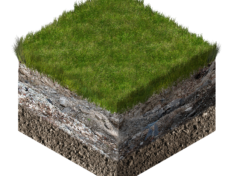 3D Isometric Soil And Grass Cube Cross Section Stock Image Free (Ground