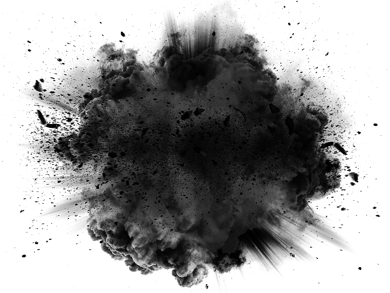 Big Explosion Blast With Black Smoke Cloud Background Free (Fire