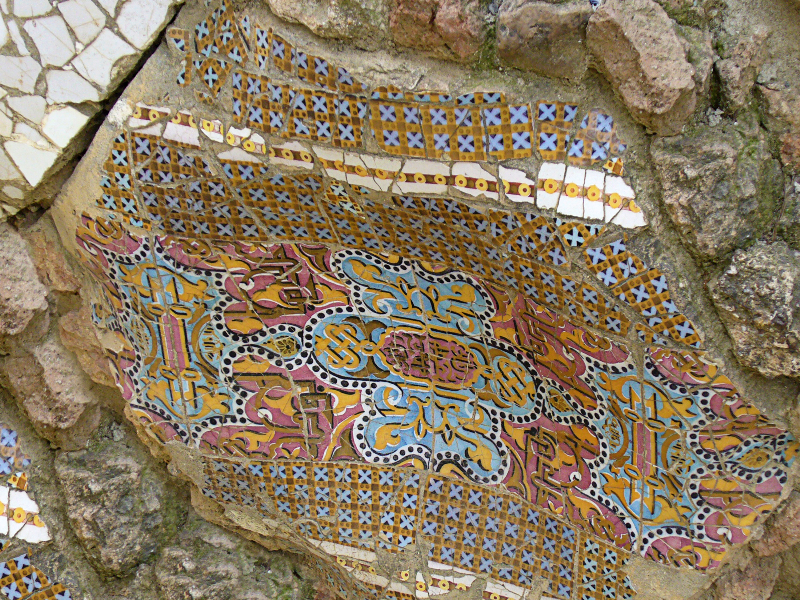 Broken Ceramic Mosaic Wall Texture