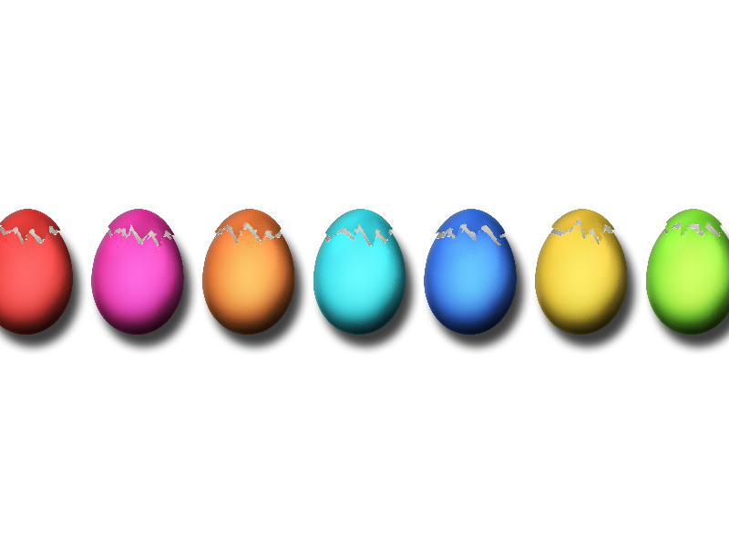 Easter Painted Eggs Cracked PNG (Isolated-Objects)