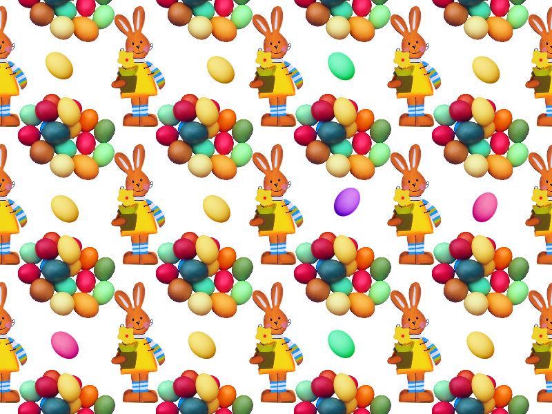 Easter seamless pattern with colorful eggs on a transparent