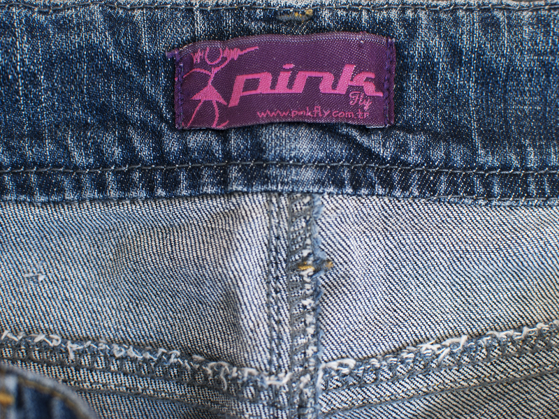 Inner Side Jeans With Label And Seams Texture