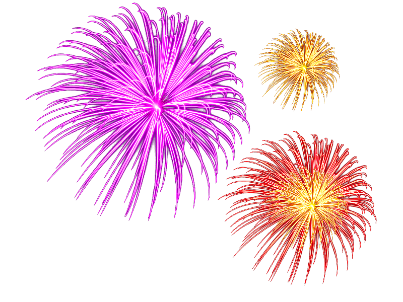 New Year Fireworks PNG Isolated Objects Textures for Photoshop