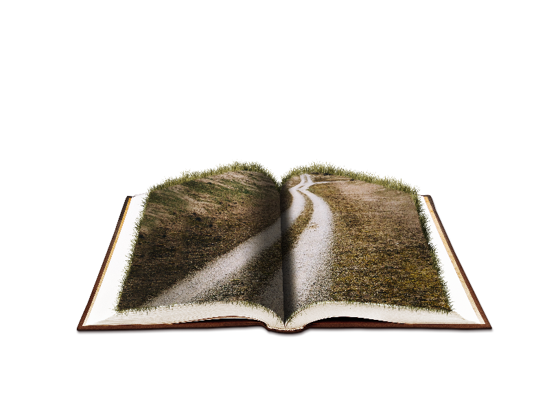 Open Book Fantasy with Farm Road PNG Image