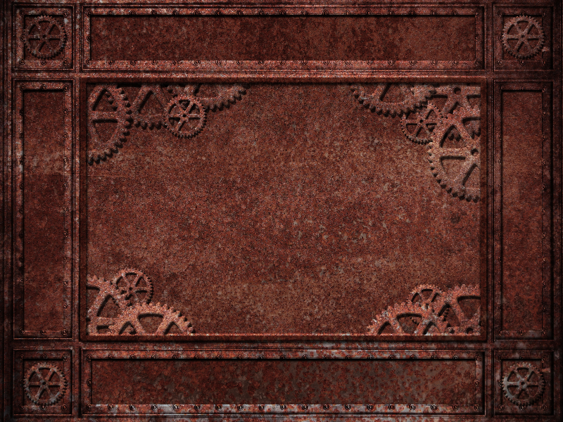 Steampunk Frame Background With Rusty Metal Texture And Machine Gear text effect
