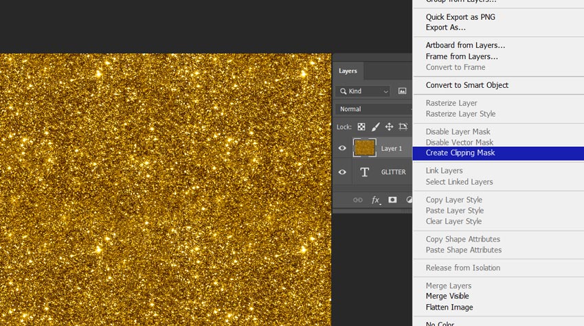 Glitter text Photoshop