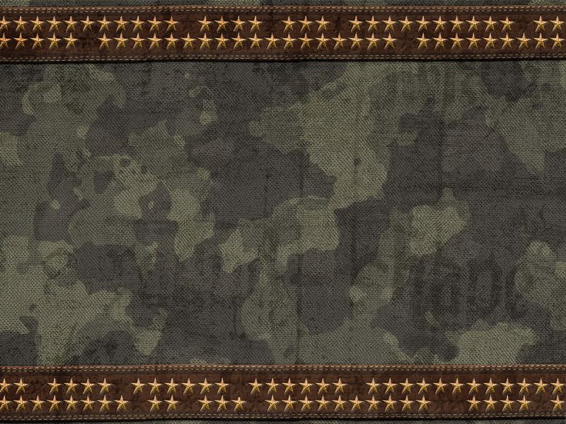 Combat Military Camouflage Texture With Stitched Leather And Golden Stars