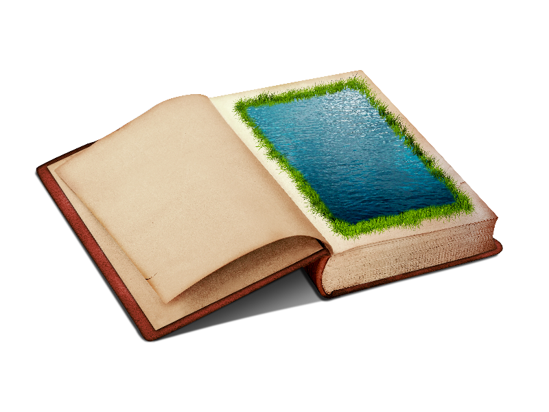 Open Book PNG Clipart With Water Page And Grass Border
