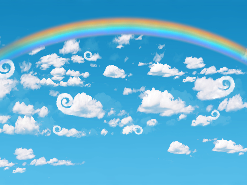 Cartoon Sky Background With Rainbow For Photoshop