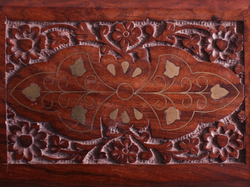 Carved Wood Box Texture With Floral Ornaments