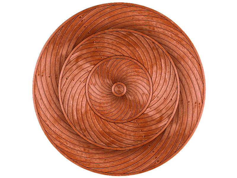 Carved Wood Circle Shield PNG