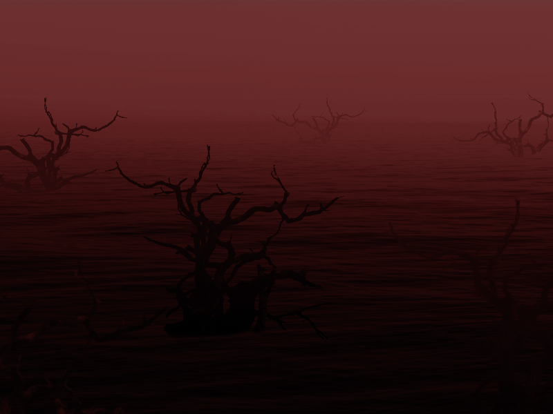 Creepy Bloody Water With Dead Trees Horror Fantasy Background