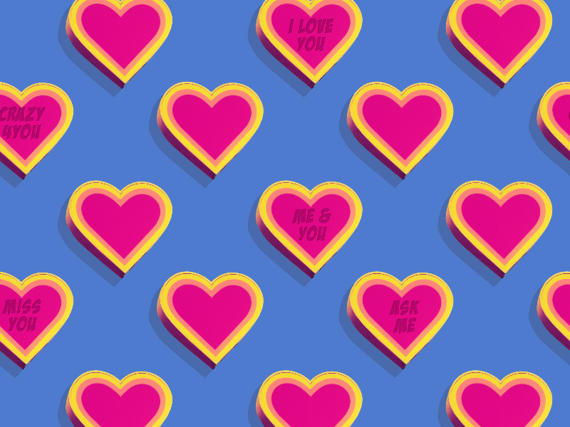 Cute Pattern With Heart Icons