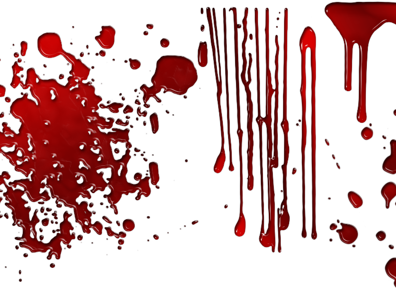 Dripping Blood Overlay with Drops Splashes PNG Transparent Background