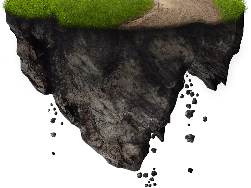 Floating Island With Falling Rocks PNG Free Image