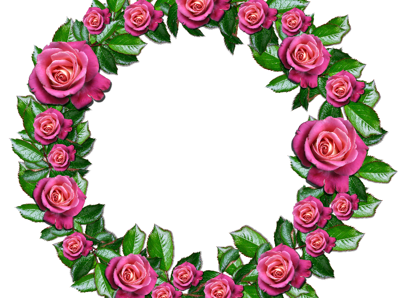 Floral Wreath Png With Pink Roses And Leafs