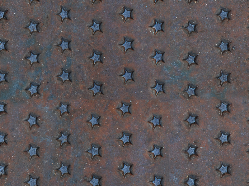 Free Seamless Rusty Metal Texture With Embossed Star Pattern
