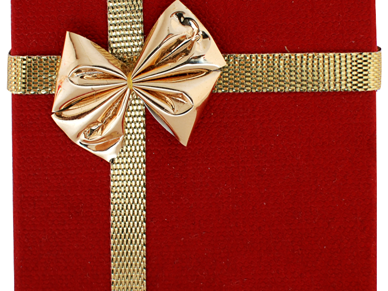 Gift Box With Golden Ribbon PNG text effect