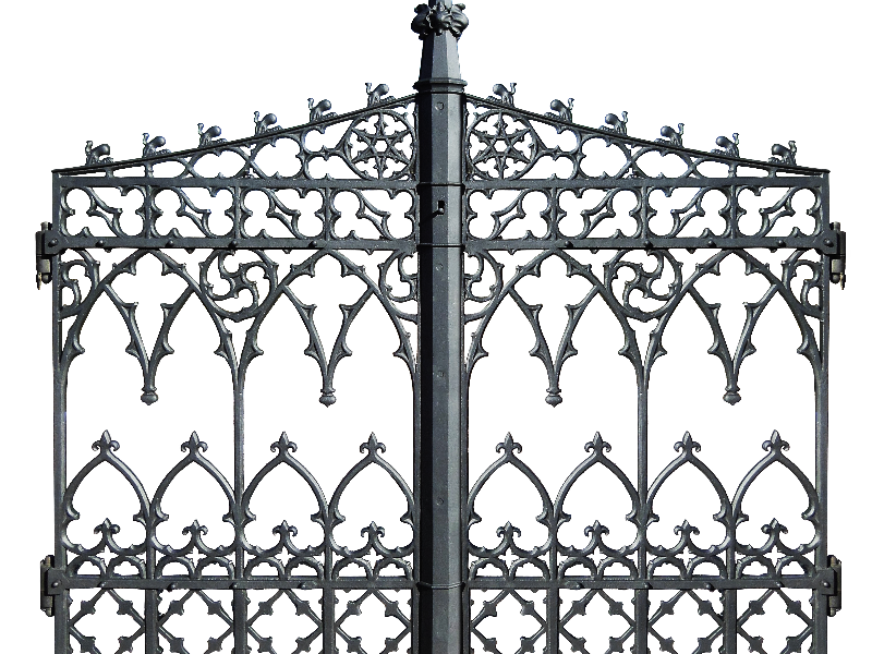 Gothic  Black Iron Gate Door PNG Stock Image