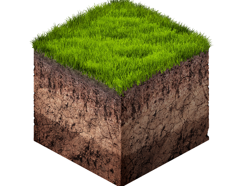 Earth Ground and Grass Cube Cross Section Isometric Free Stock Image