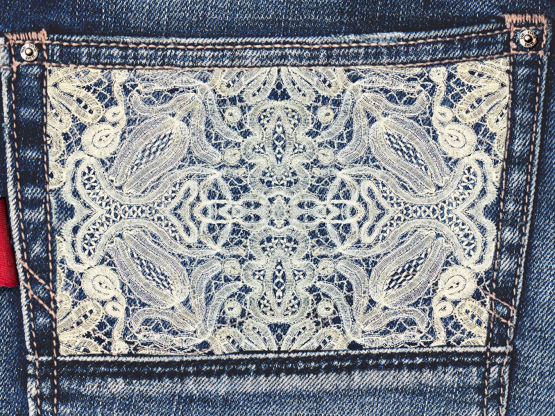 Jeans And White Lace Texture Free