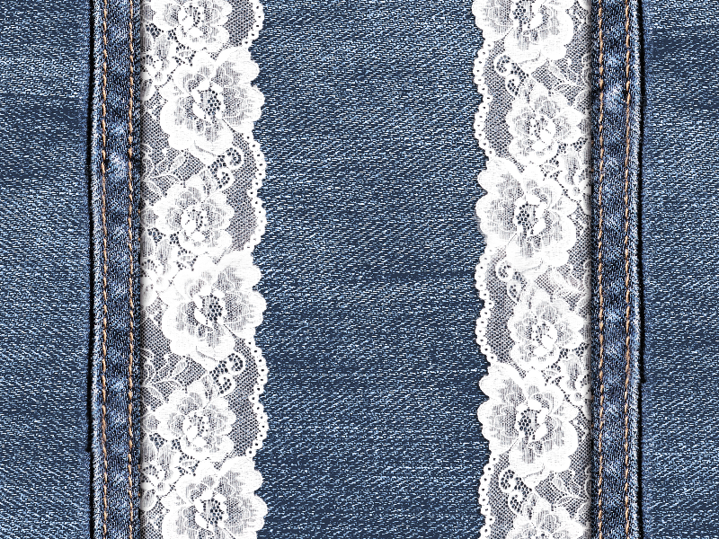 Jeans Texture With White Lace Border Free Download