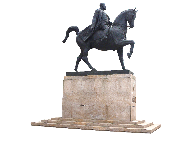 Man Riding Horse Statue PNG