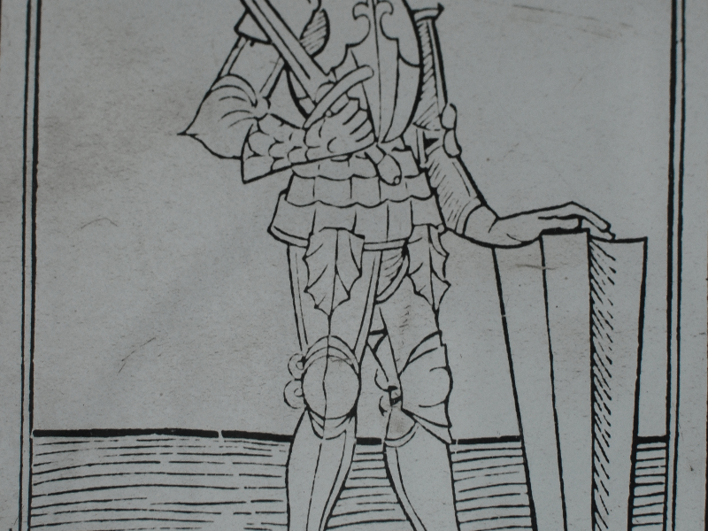 Medieval Knight Old Book Paper Illustration
