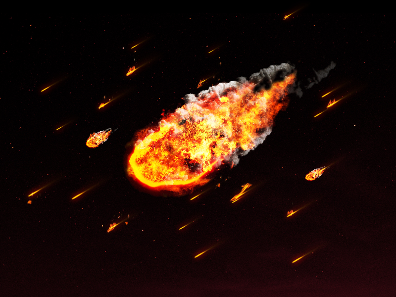 Meteor On Fire with Comet Shower Texture Background
