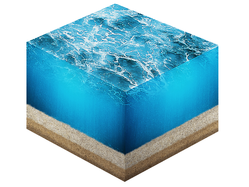 Ocean Cross Section with Water and Sand PNG