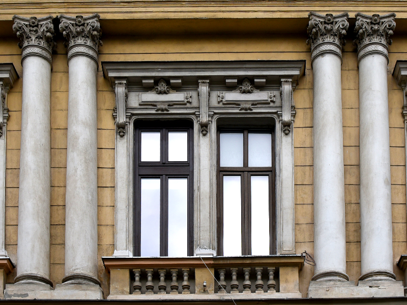 Old Building Facade With Columns