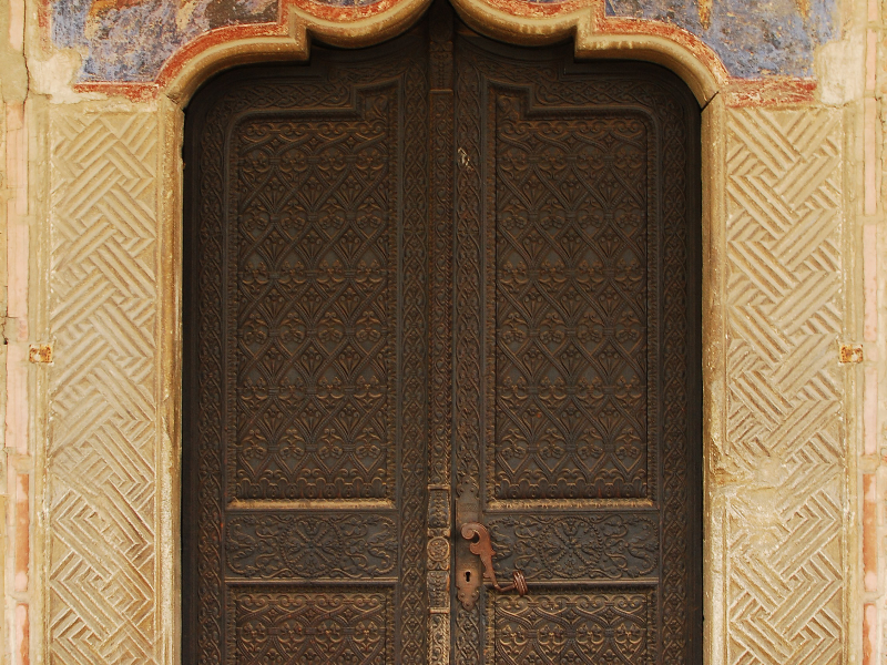 Old Byzantine Church Wood Sculpted Door