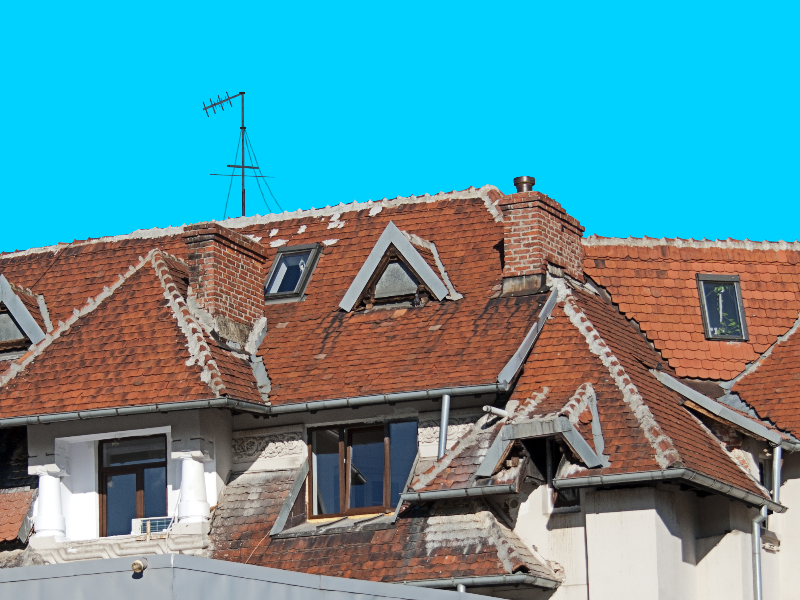 Old House Roofs With Red Tiles PNG Cut