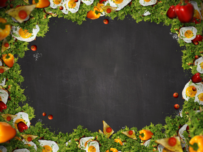 Restaurant Food Frame With Chalkboard Background