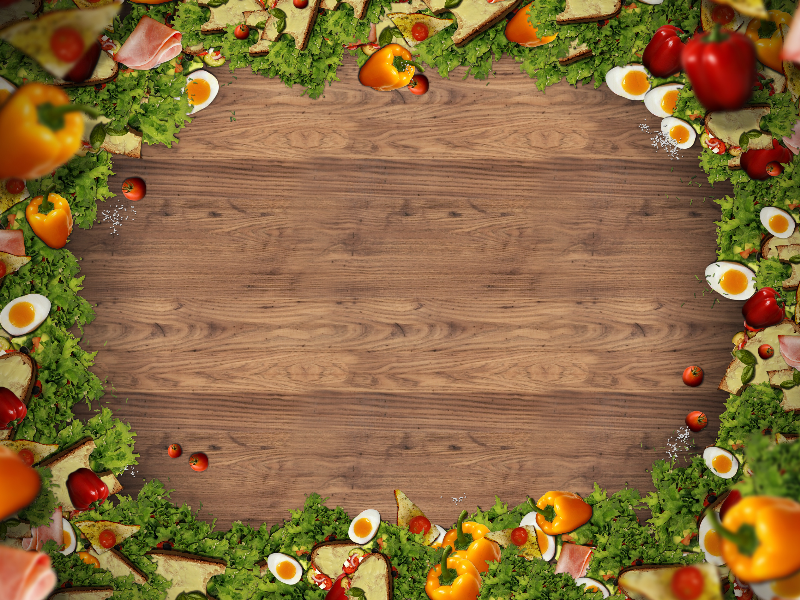Restaurant Food Frame With Rustic Wood Background Free