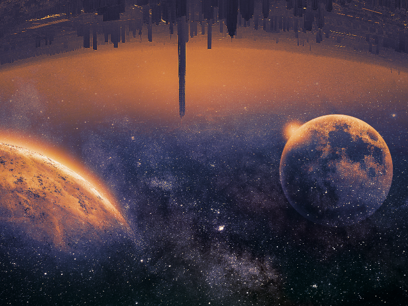 Sci Fi City Background with Galaxy Space Texture Free