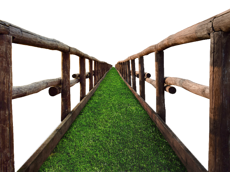Timber Bridge PNG with Grass Stock Image