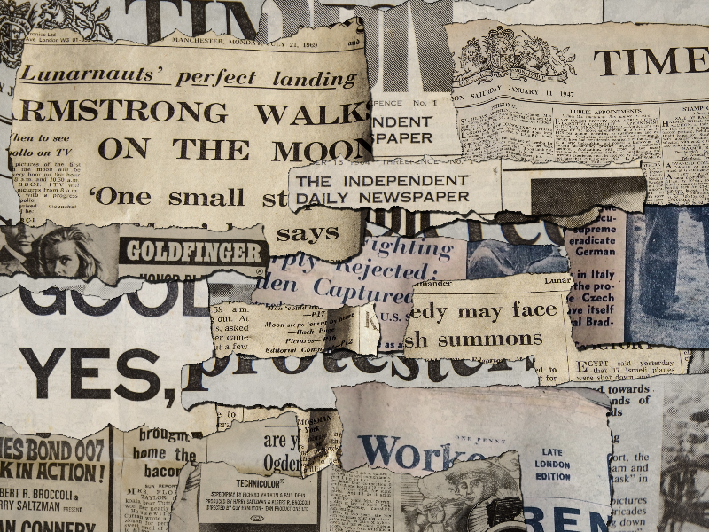 Torn Paper Pieces Newspaper Collage Texture